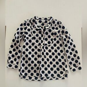 J. Crew Kids Polka Dot Button Down Shirt - Blue and White